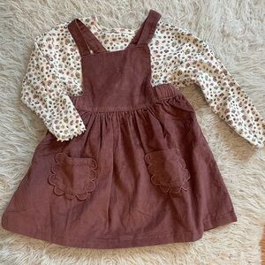 Carter's Brown Corduroy Dress with Floral Top
